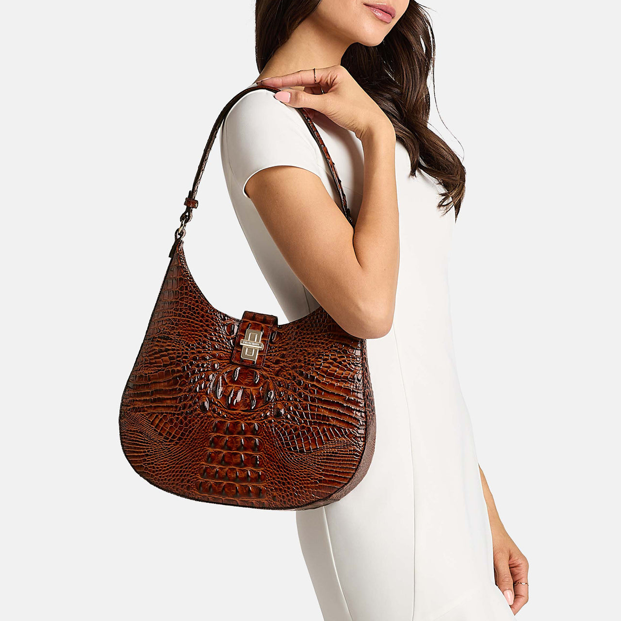 Brahmin Melbourne Collection Fallon Shoulder Bag, Pecan