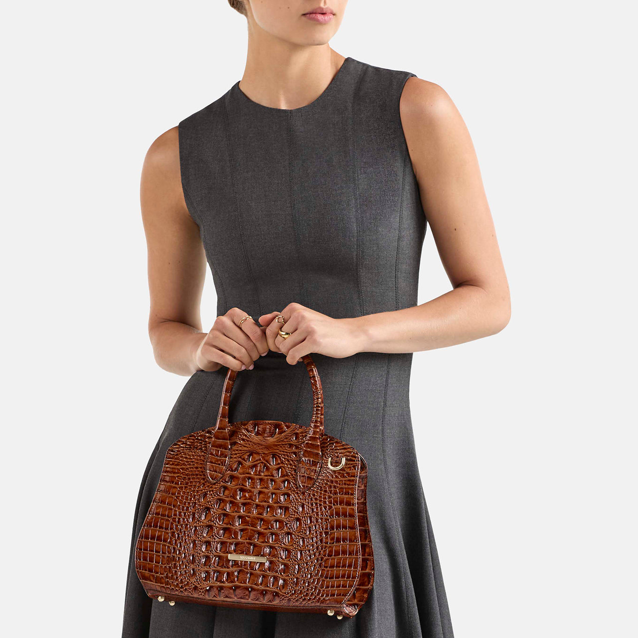 Brahmin Melbourne Collection Rosetta Satchel, Pecan