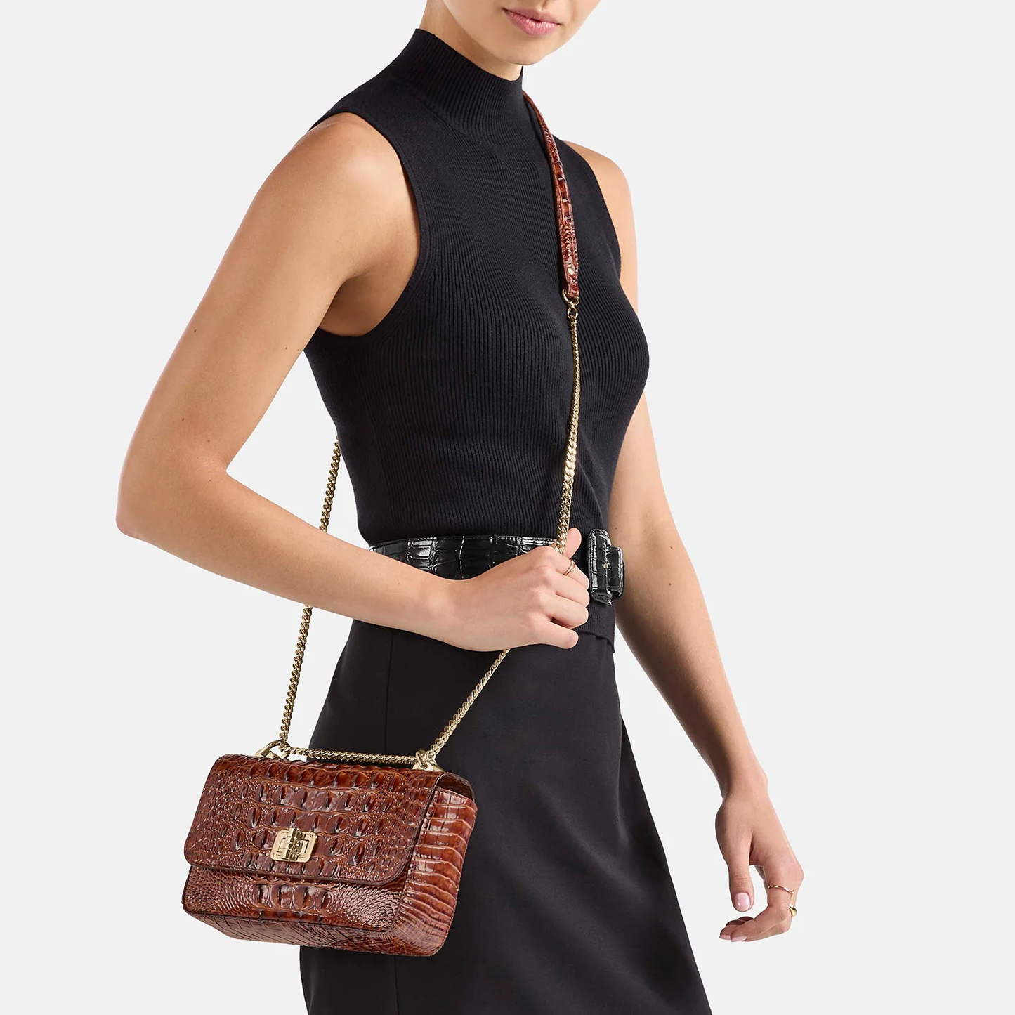 Bolso bandolera Rosa de la colección Brahmin Melbourne, rosa suave