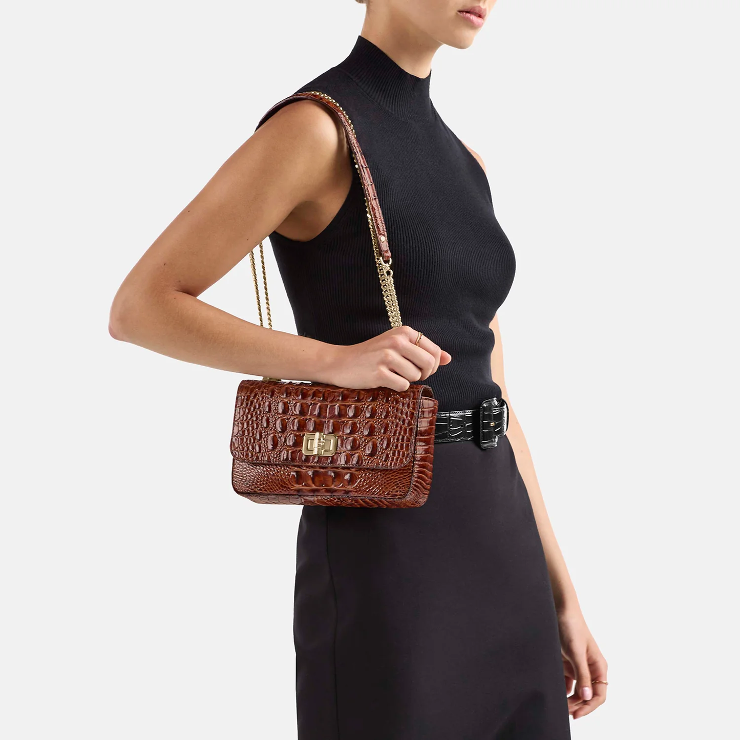Bolso bandolera Rosa de la colección Brahmin Melbourne, rosa suave