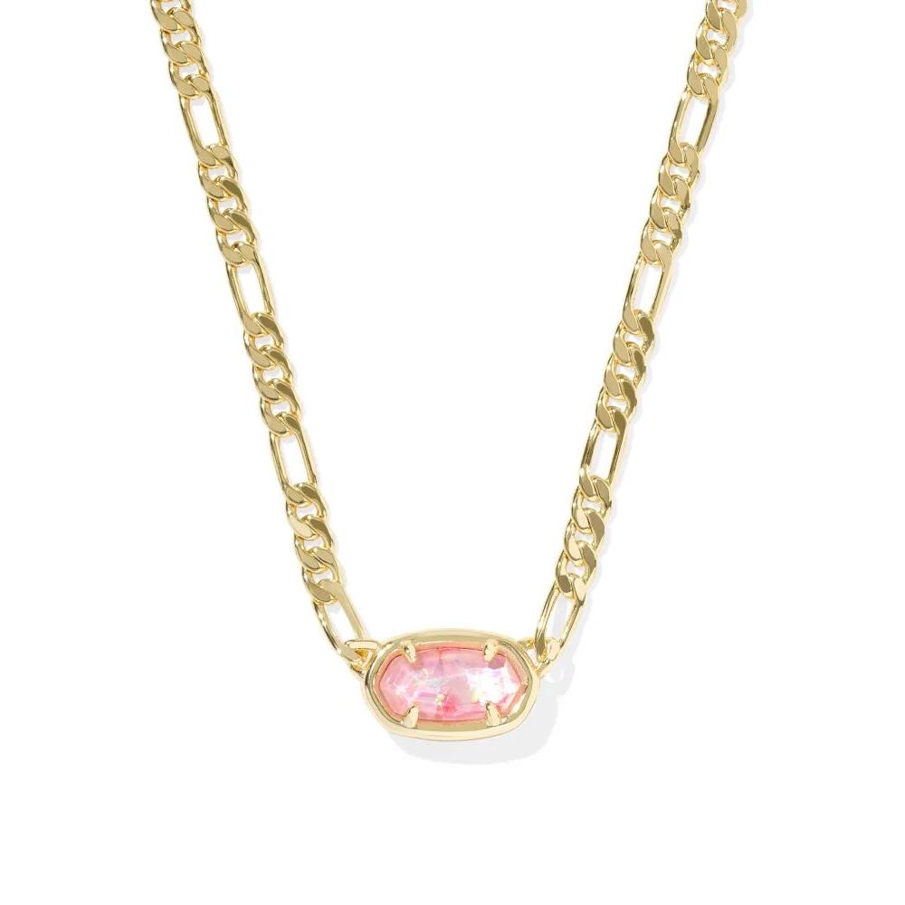 Kendra Scott Elisa Figaro Chain Short Pendant Necklace, Pink Iridescent Mother-of-Pearl