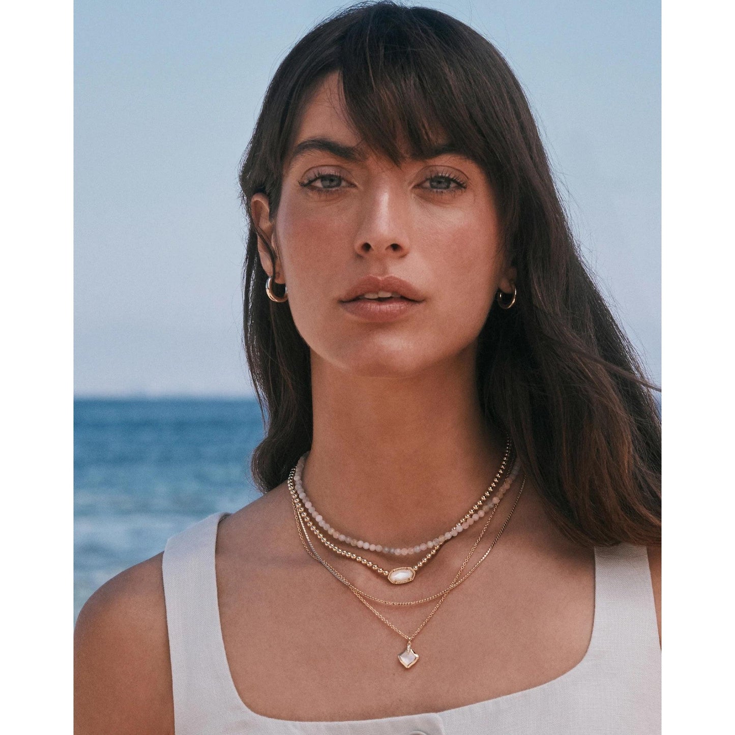 Kendra Scott Elisa Gold Beaded Necklace, Ivory Mother of Pearl