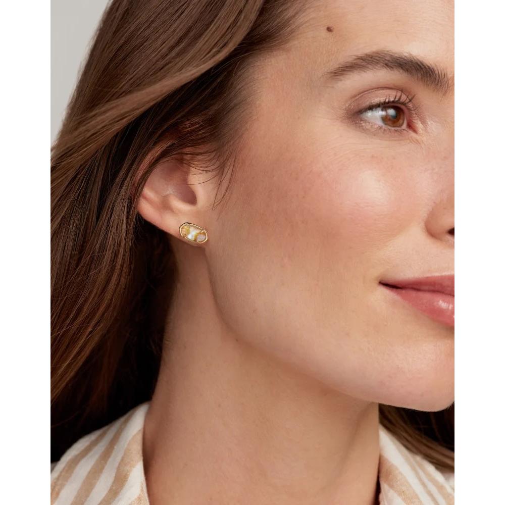Kendra Scott Grayson Gold Stone Stud Earrings, Iridescent Abalone