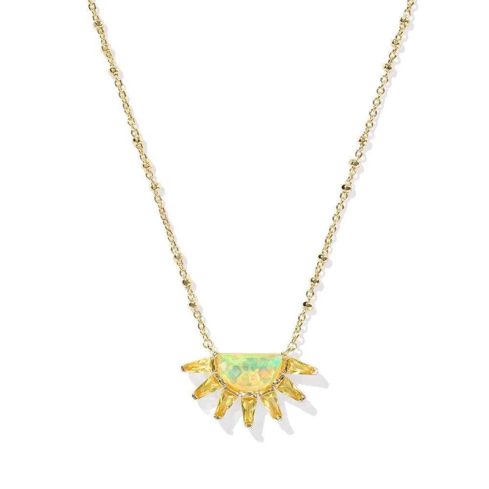 Kendra Scott Samantha Sun Gold Short Necklace - Yellow Opalescent Resin
