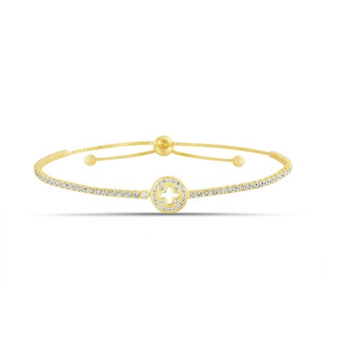 Sterling Silver Golden Center Clover Bracelet