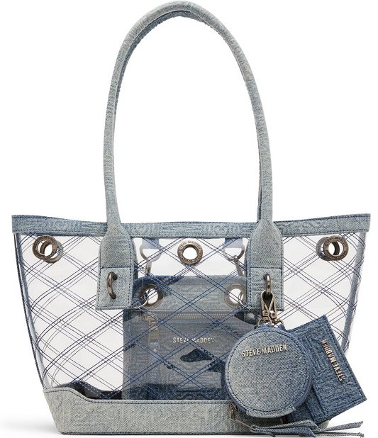 Steve Madden BCameron Clear Tote Set, Denim