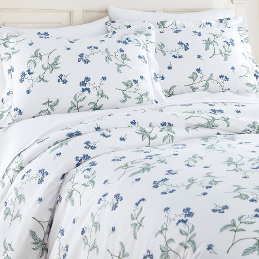 Forget Me Not Duvet Cover Set, White