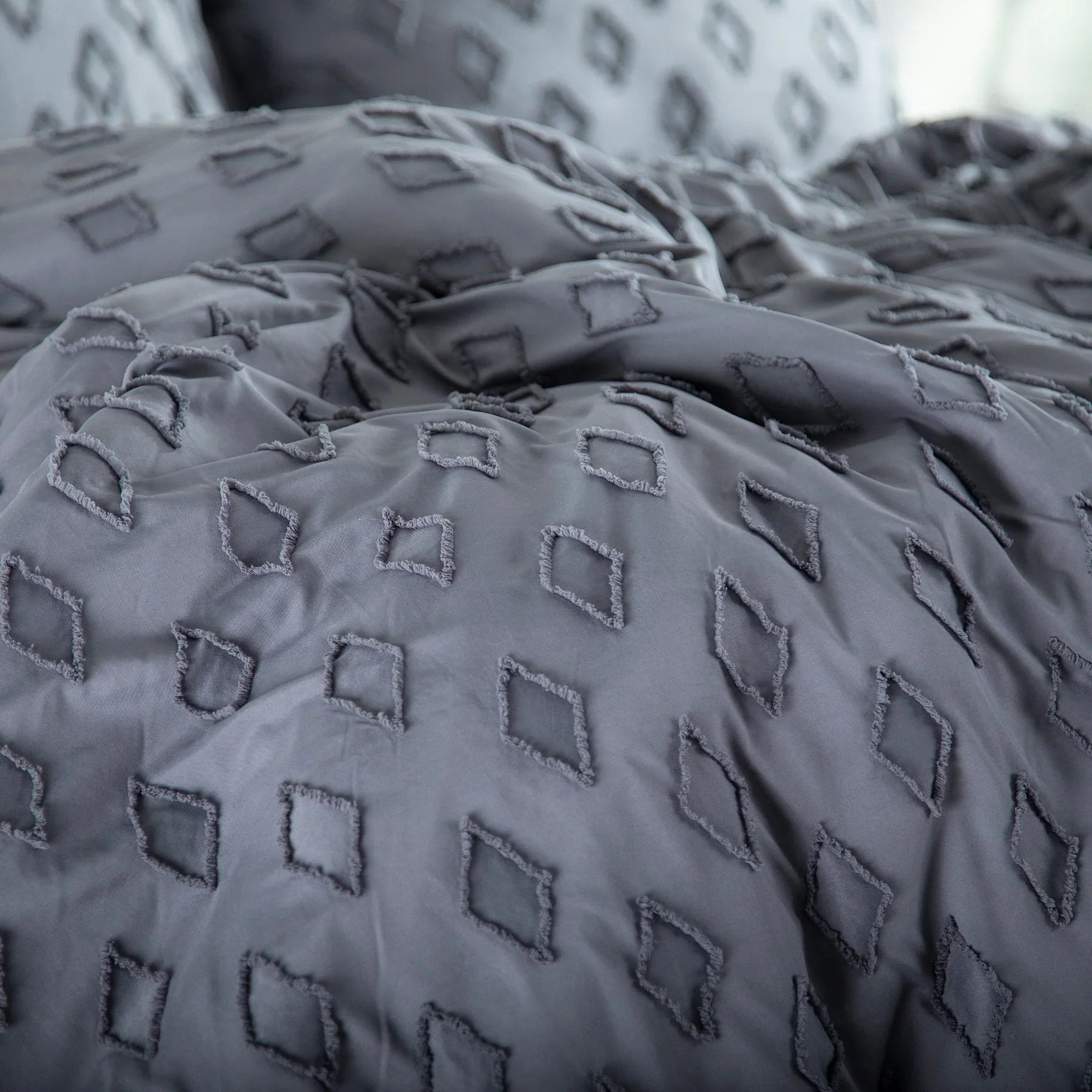 Diamond Pattern Duvet Cover Set, Slate