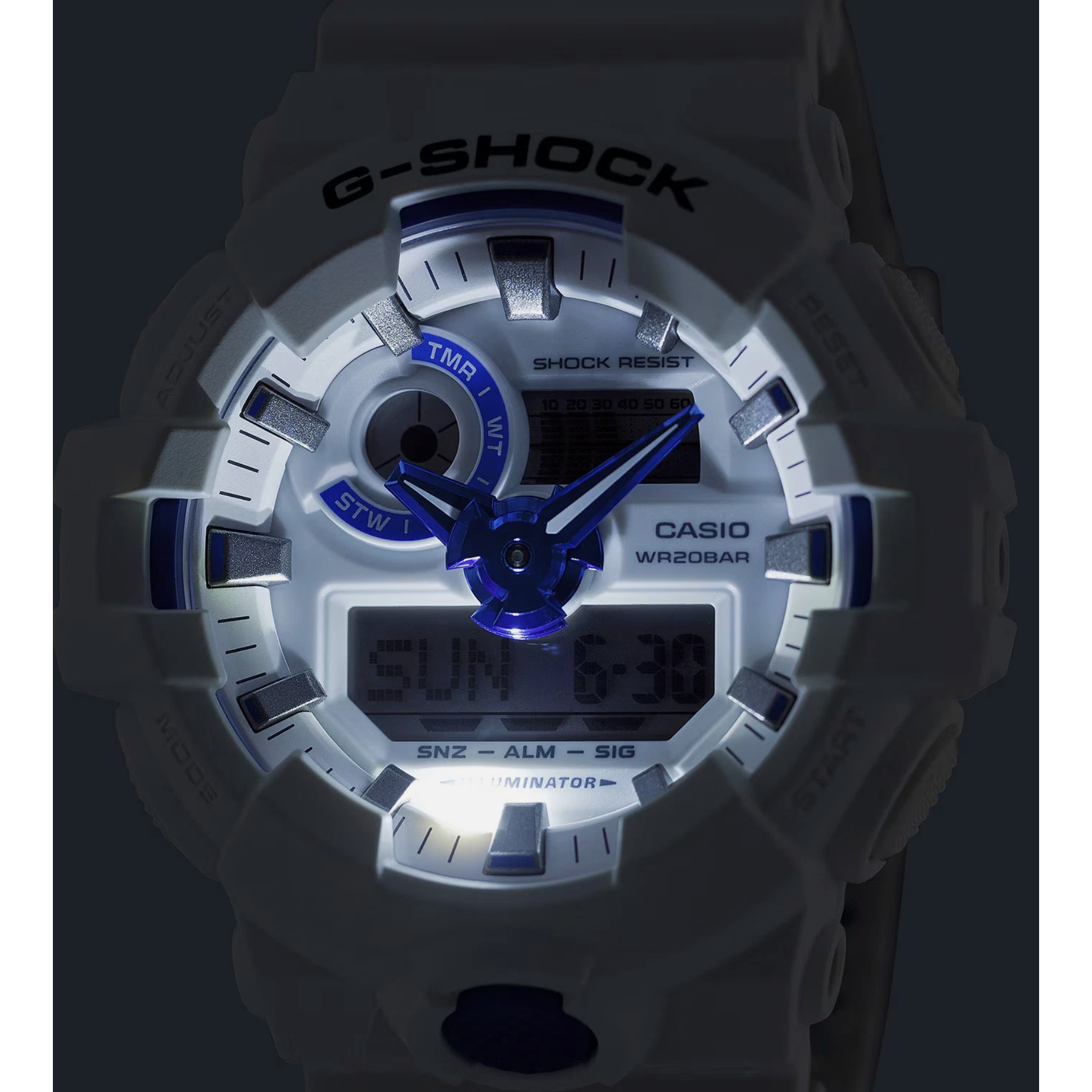 G-Shock - Analog-Digital White and Blue