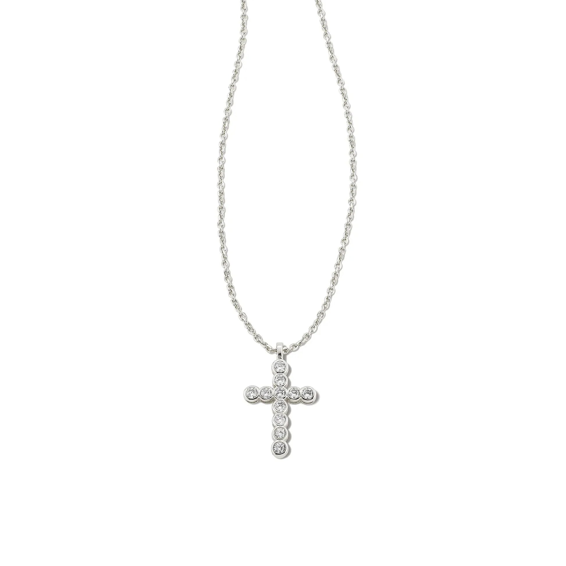 Kendra Scott Crystal Cross Necklace, Silver