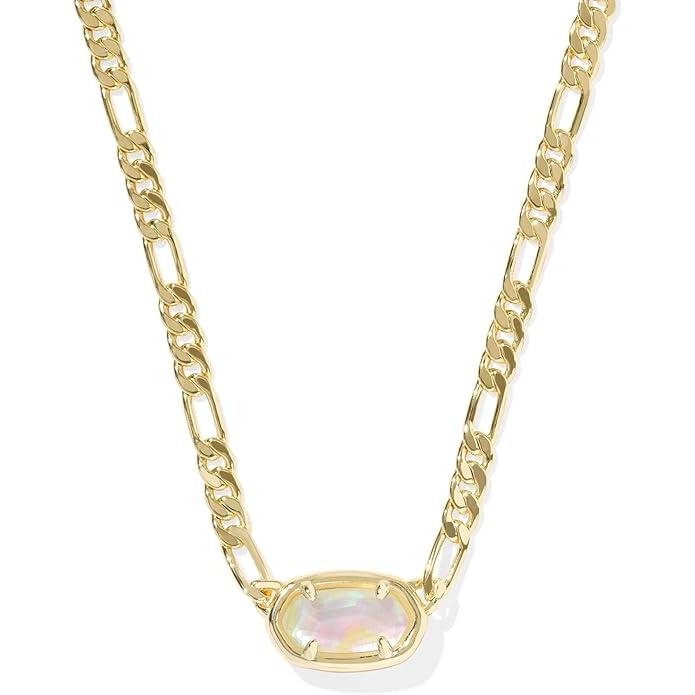 Kendra Scott Elisa Gold Figaro Chain Short Pendant Necklace - Iridescent Abalone