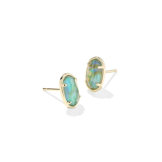 Kendra Scott Grayson Gold Stone Stud Earrings, Deep Aqua Illusion