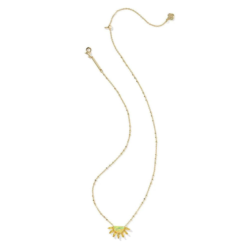 Kendra Scott Samantha Sun Gold Short Necklace - Yellow Opalescent Resin