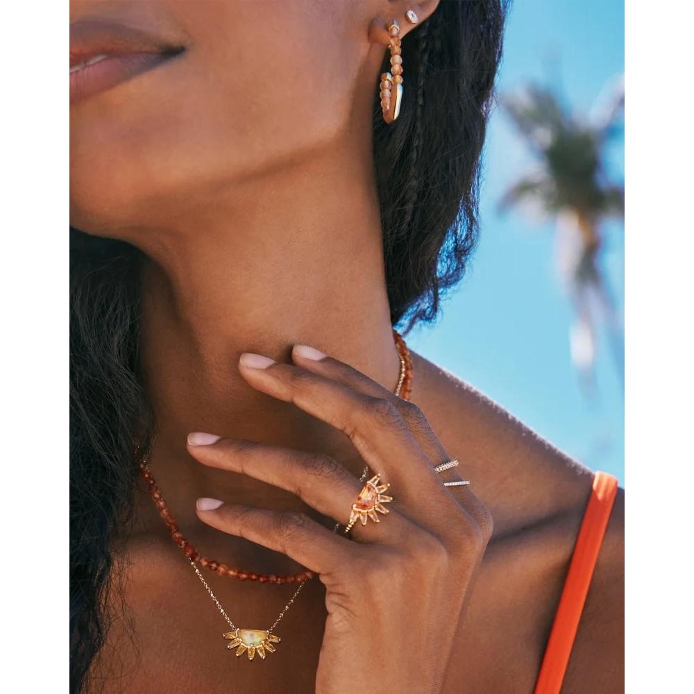 Kendra Scott Samantha Sun Gold Short Necklace - Yellow Opalescent Resin