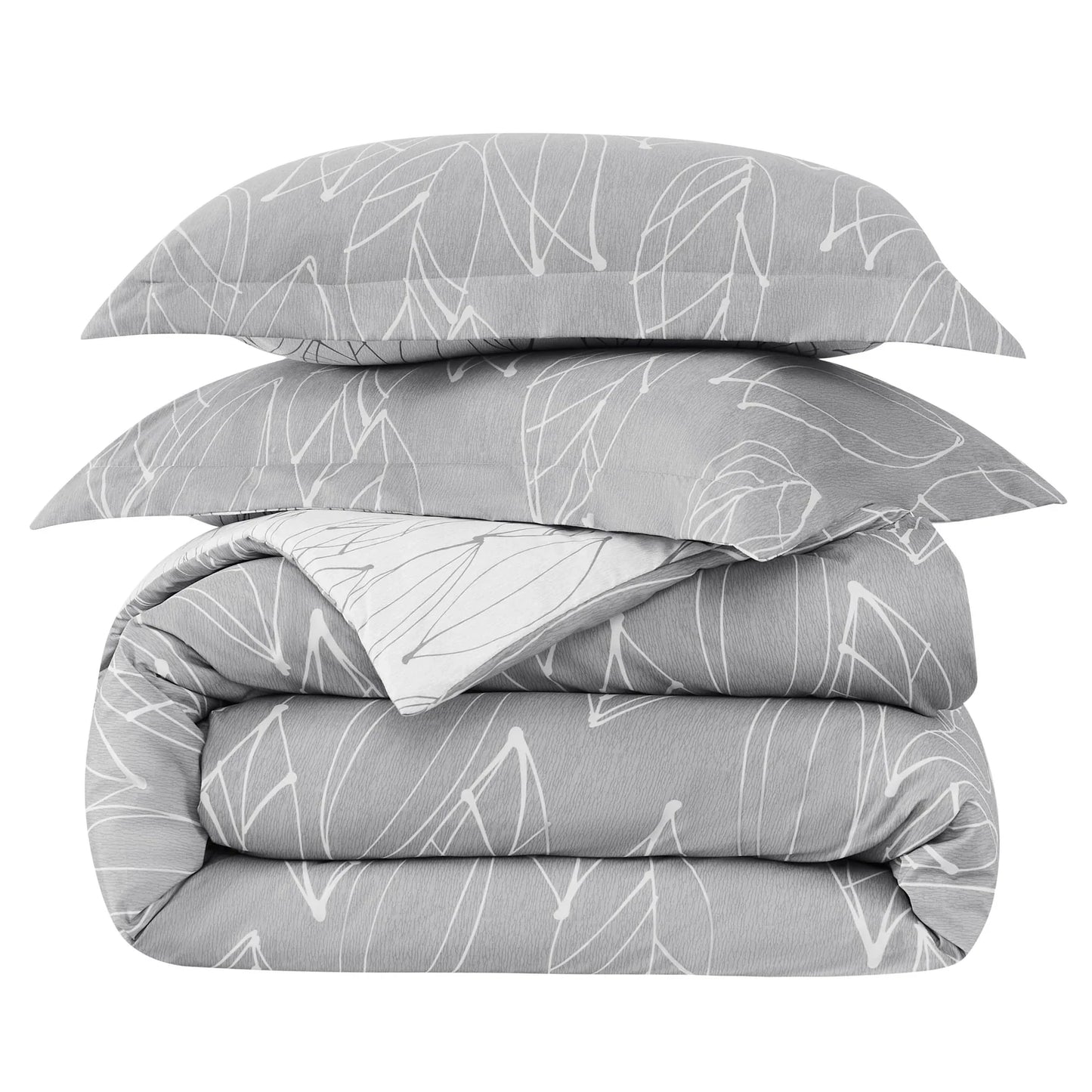 Botanical Reversible Comforter Set, Grey