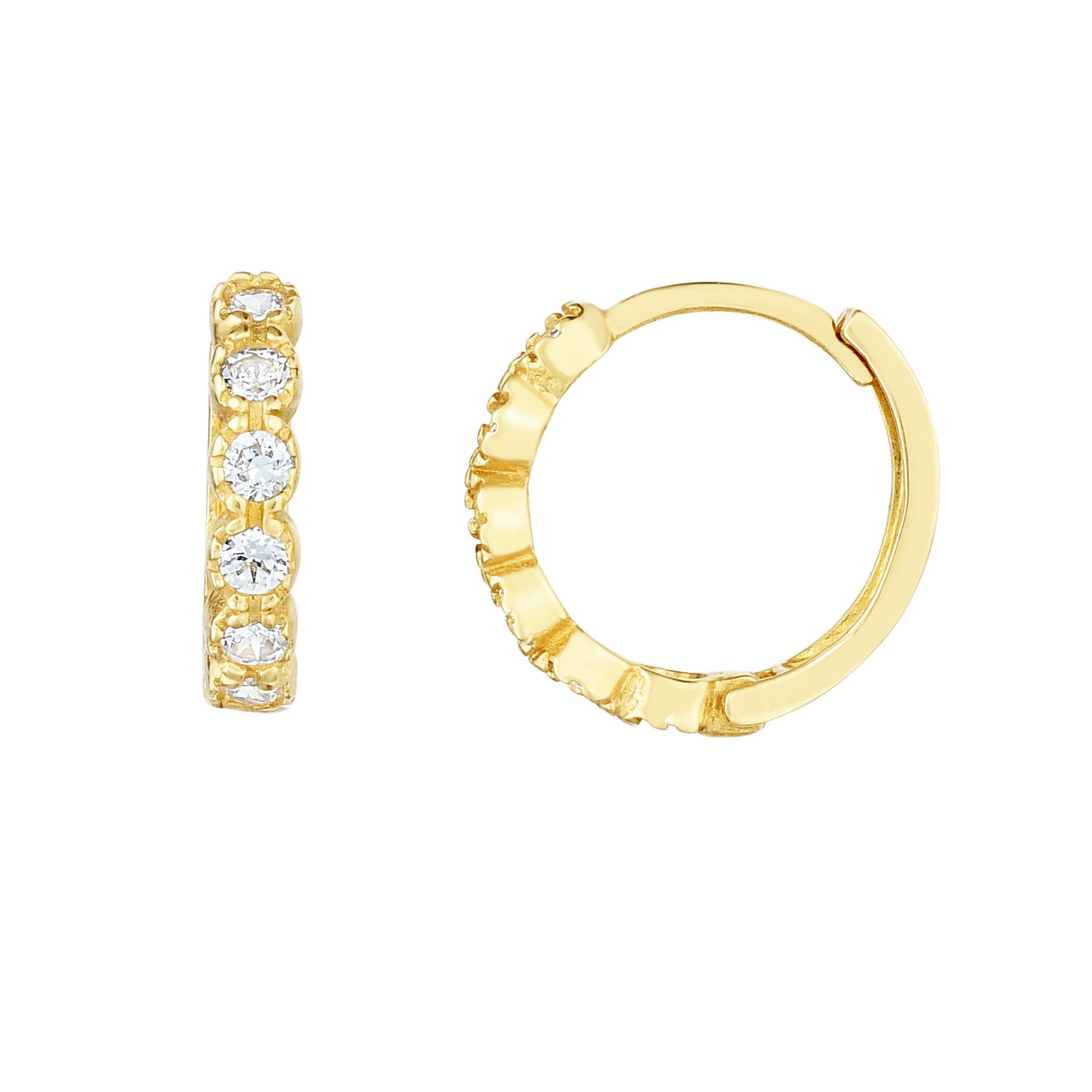 Round CZ Huggie Earrings