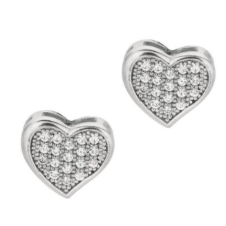 CZ Pave Heart Stud Earrings