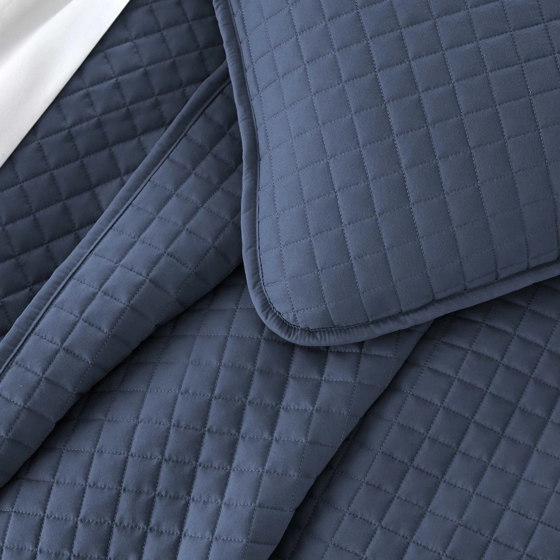 Small Squares Classic Quilt Set, Dark Blue