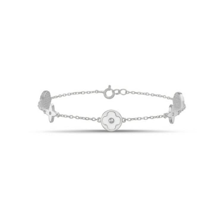 Stainless Steel Clover Charm Bracelet