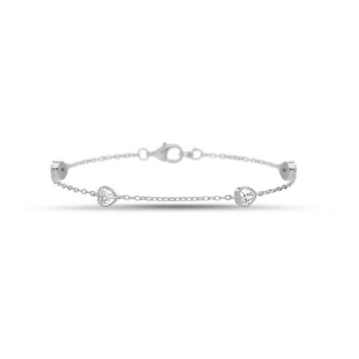 Sterling Silver CZ Heart Bracelet