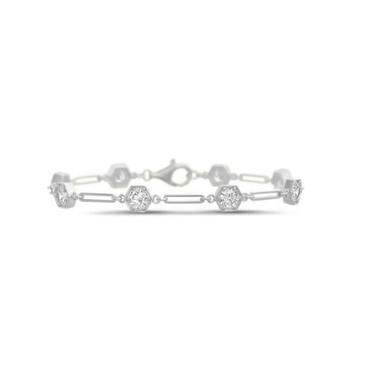 Sterling Silver CZ Paperclip Chain Bracelet