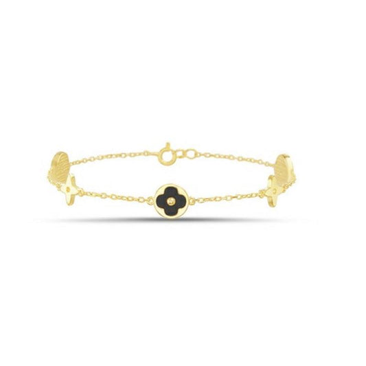 Sterling Silver Flower Charm Bracelet, Gold