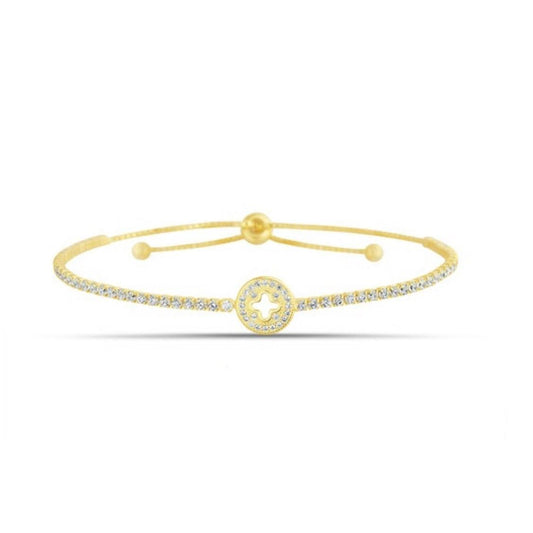 Sterling Silver Golden Center Clover Bracelet