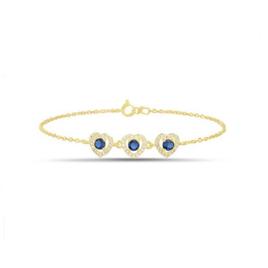 Sterling Silver Golden Heart Charm Bracelet