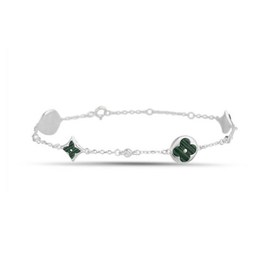 Sterling Silver Green Star Charm Bracelet