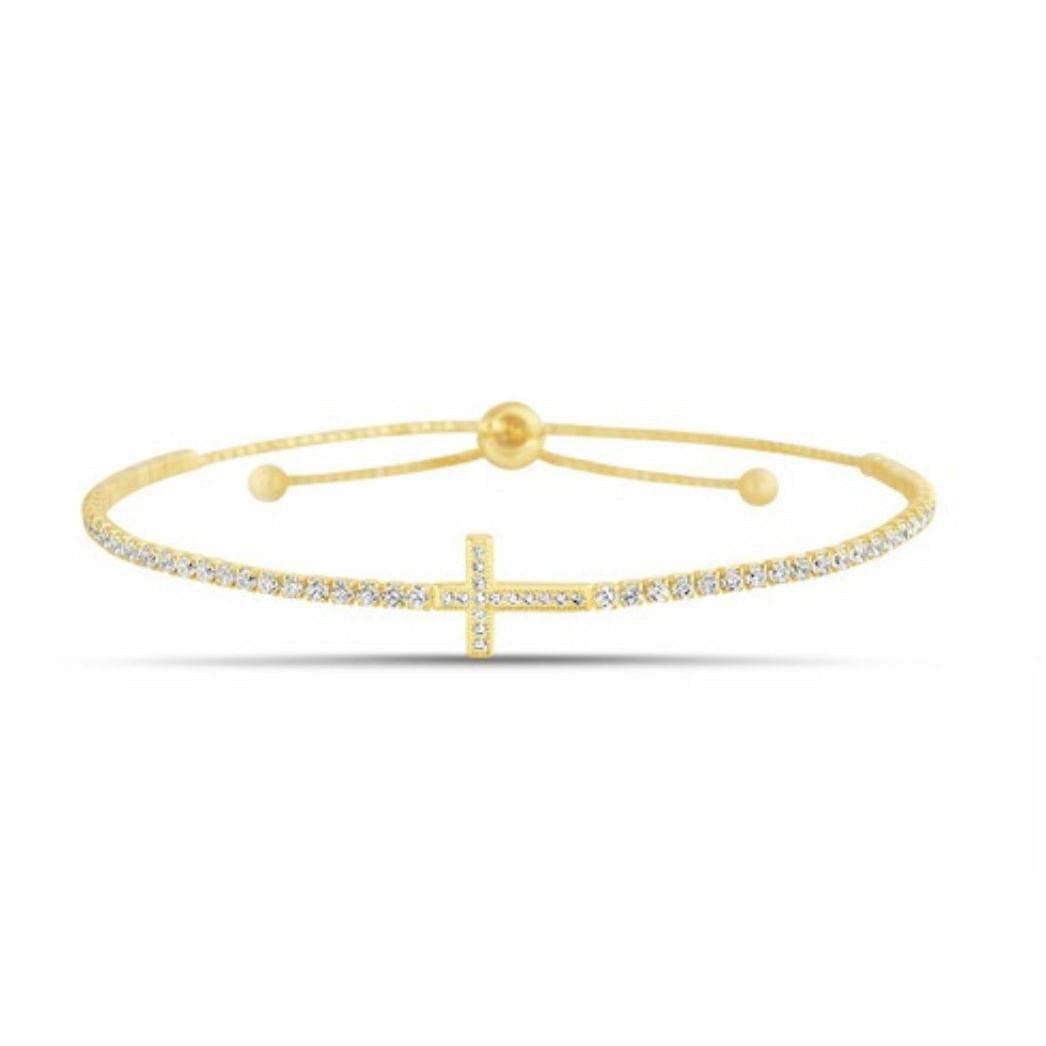 Sterling Silver Pave Cross Tennis Chain