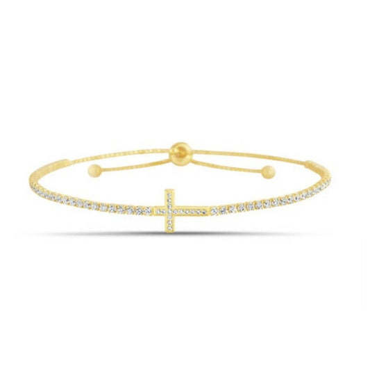 Sterling Silver Pave Cross Tennis Chain