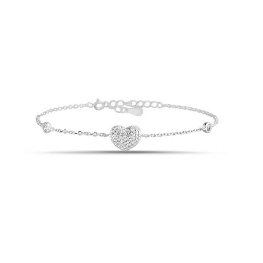 Sterling Silver Puffy Heart Bracelet