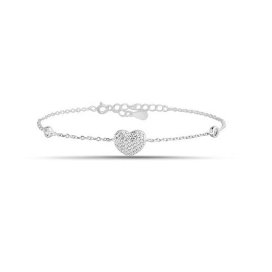 Sterling Silver Puffy Heart Bracelet
