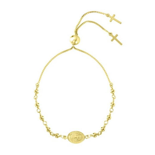 Sterling Silver Virgin Mary Slider Bracelet, Gold
