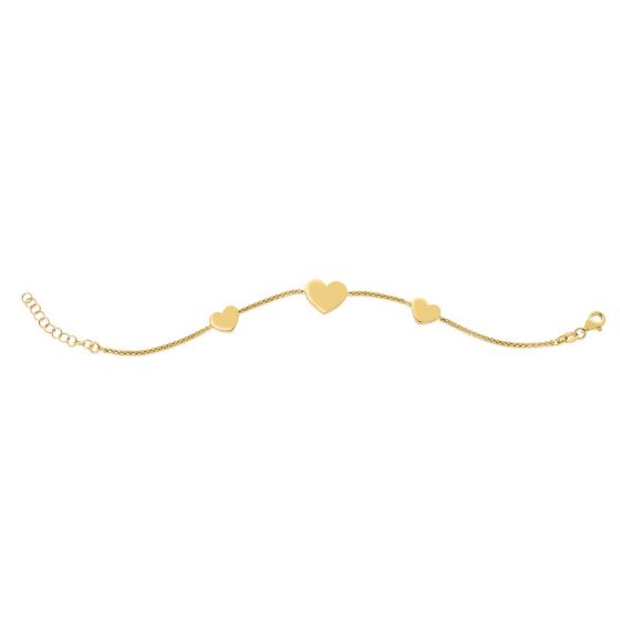 14K Plated Hearts Station Necklace