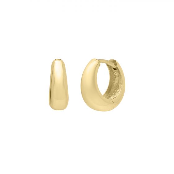 14K Tapered Huggie Hoops