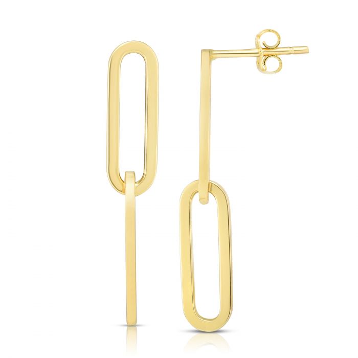 14K Two Link Paperclip Drop Earrings