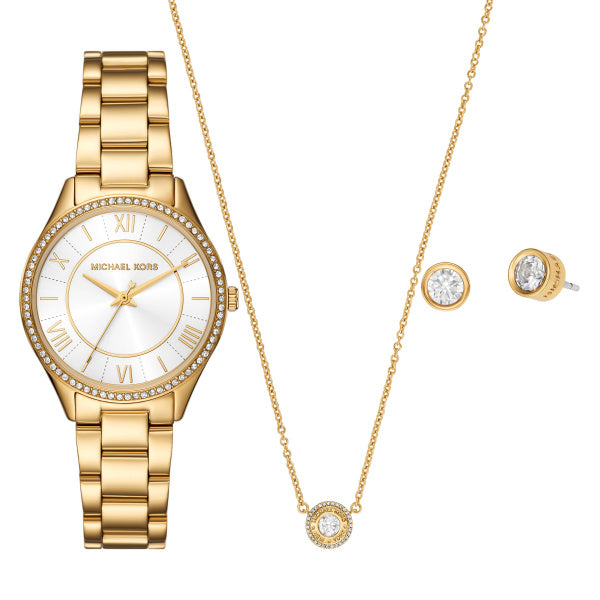 Michael Kors Lauryn Watch, Necklace & Earring Set