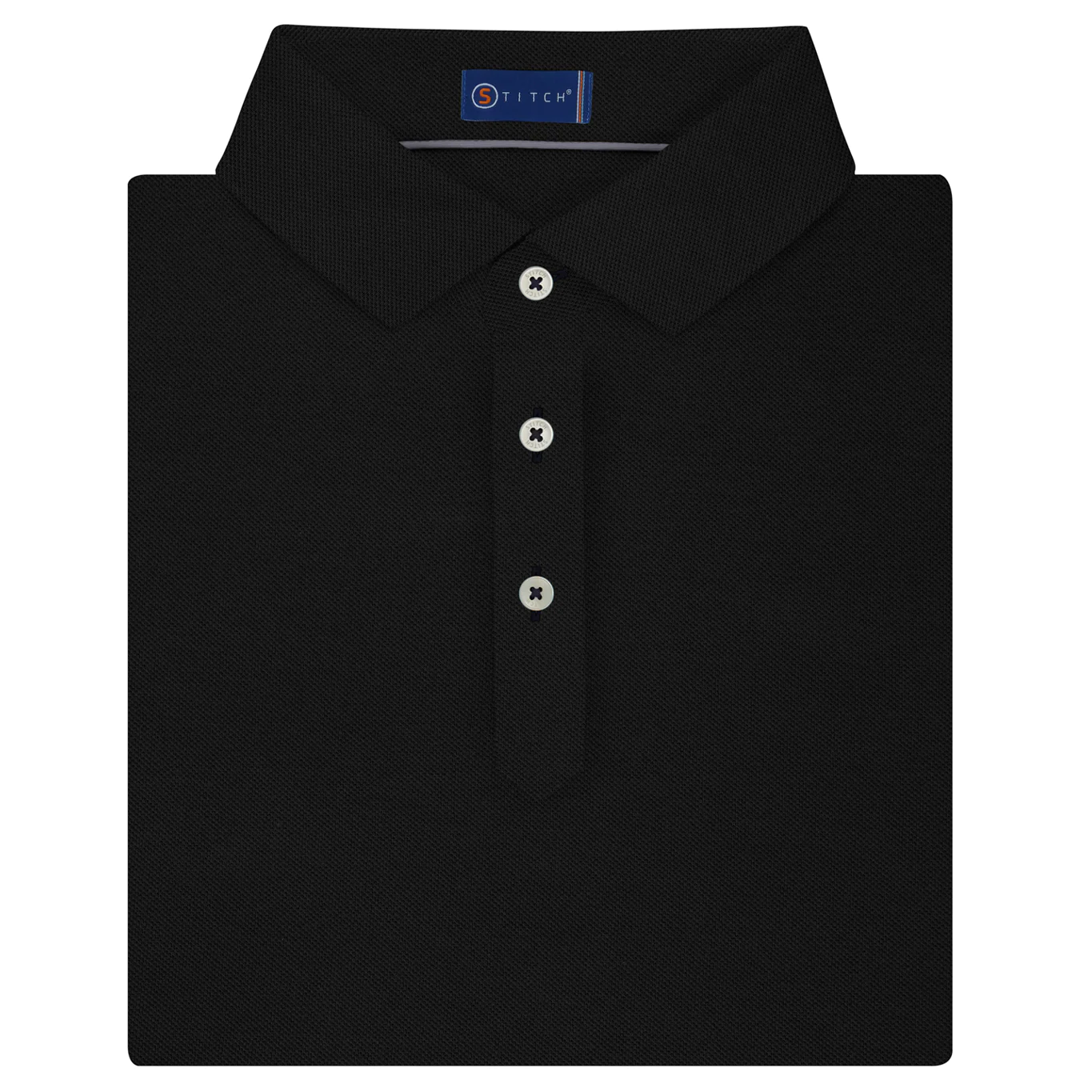 Stitch Solid Pique Polo, Black