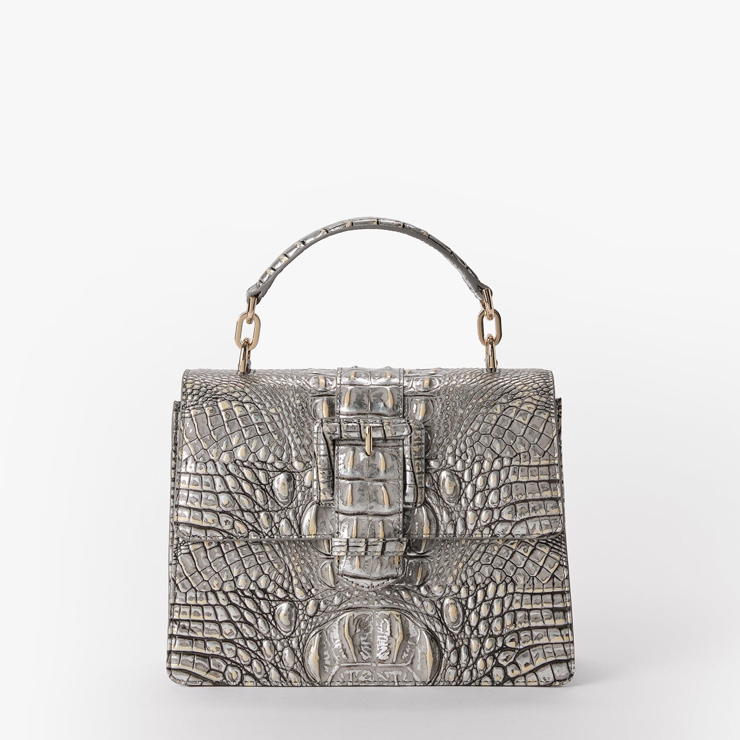 Brahmin Melbourne Collection Small Hallie Satchel, Chrome