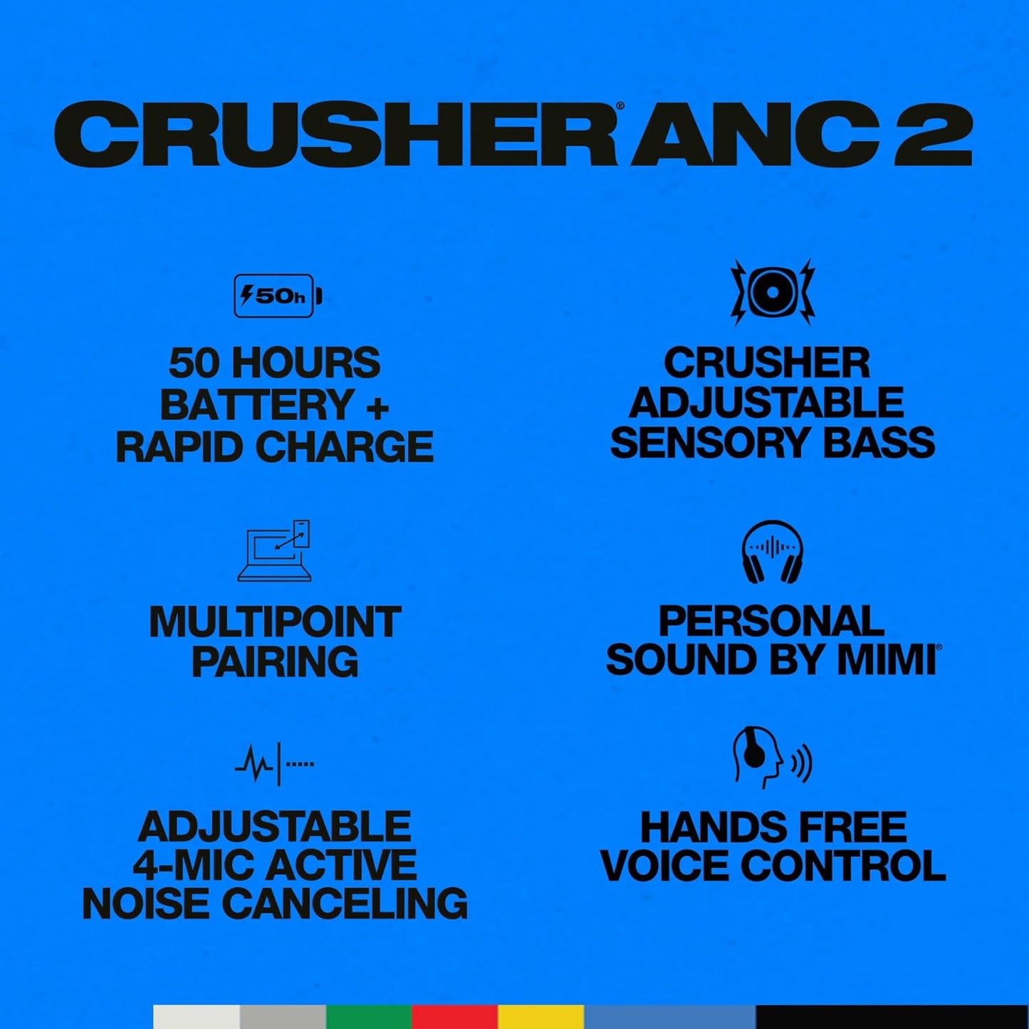 Skullcandy Crusher ANC 2 True Wireless Headphones, Black