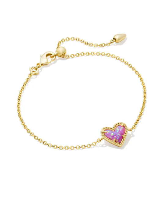 Kendra Scott Ari Heart Pendant Bracelet, Bubblegum Pink Opal