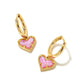 Kendra Scott Ari Heart Huggie Gold Earrings, Bubblegum Pink Opal