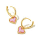 Kendra Scott Ari Heart Huggie Gold Earrings, Bubblegum Pink Opal