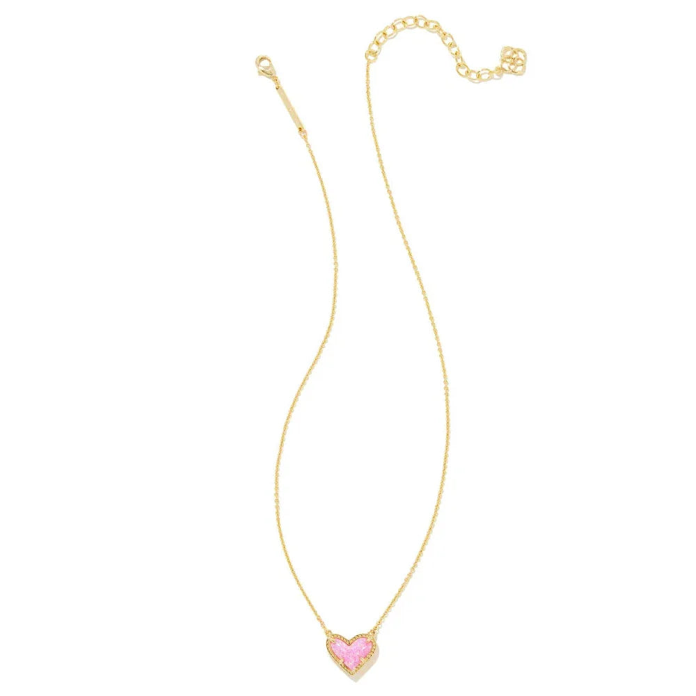 Kendra Scott Ari Heart Pendant Necklace, Bubblegum Pink Opal