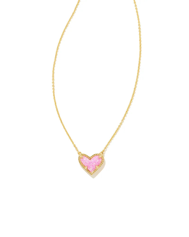 Kendra Scott Ari Heart Pendant Necklace, Bubblegum Pink Opal