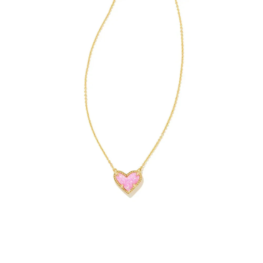 Kendra Scott Ari Heart Pendant Necklace, Bubblegum Pink Opal