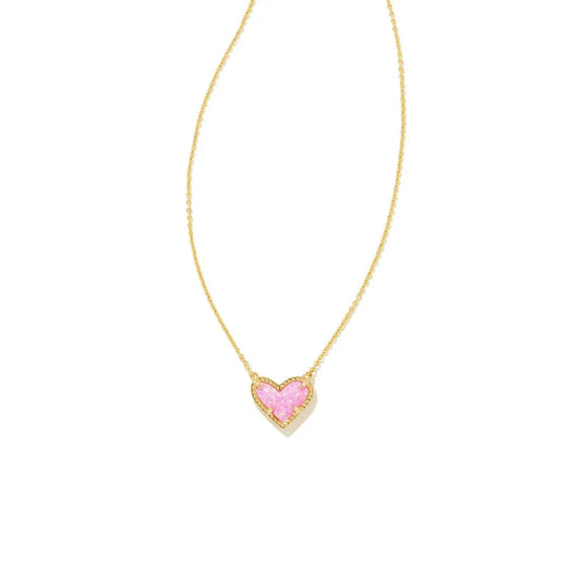 Kendra Scott Ari Heart Pendant Necklace, Bubblegum Pink Opal