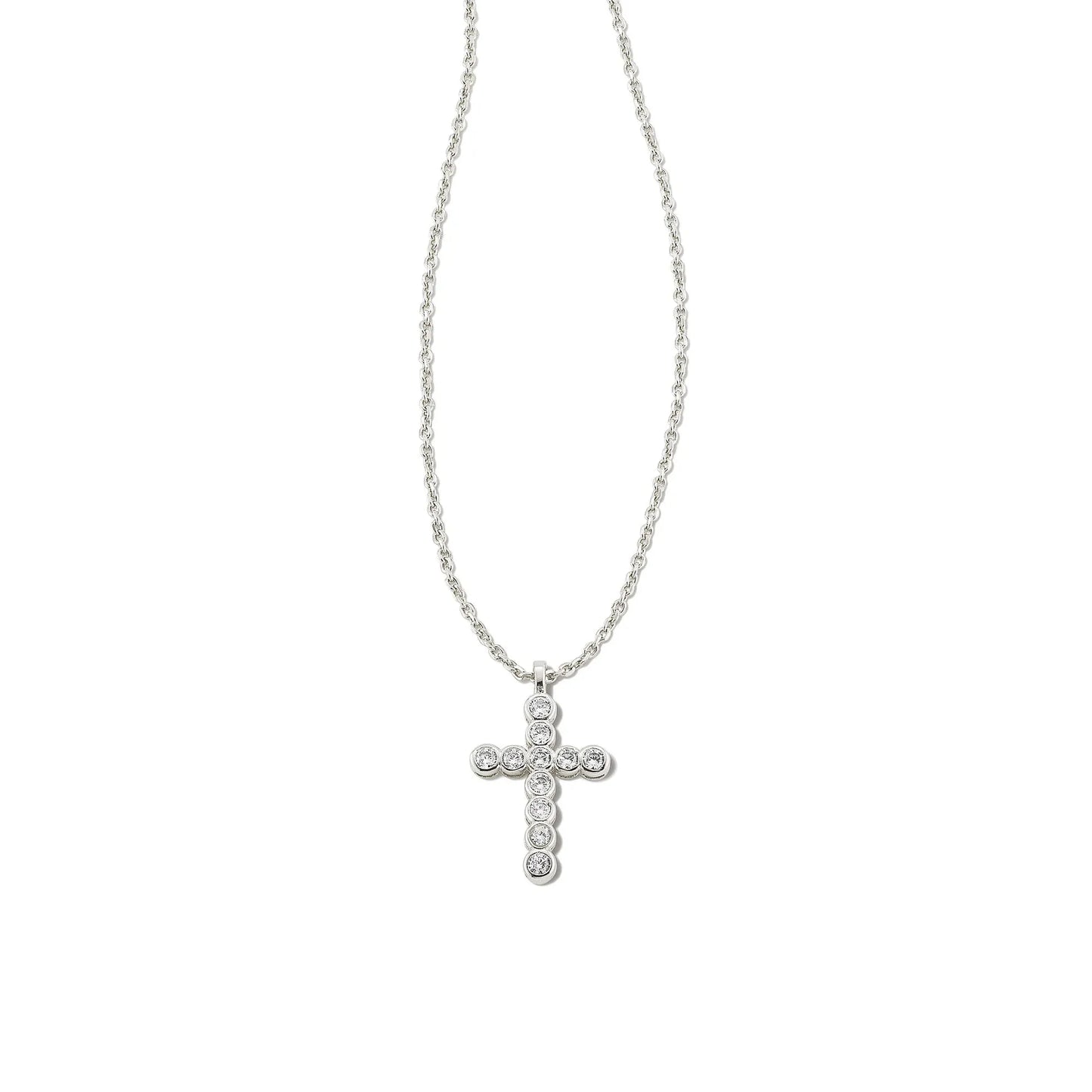 Kendra Scott Crystal Cross Necklace, Silver