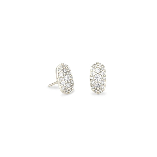 Kendra Scott Grayson White Crystal Stud Earrings, Silver